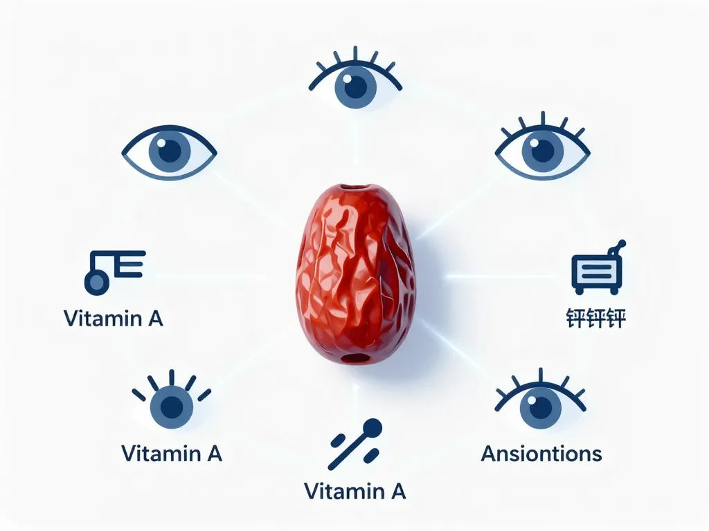 diagramme des bienfaits des dattes pour les yeux nutriments clés
