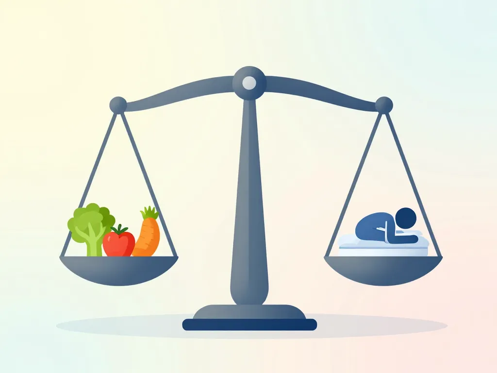 Symboles équilibre avec blune conseils minceur alimentation activité sommeil