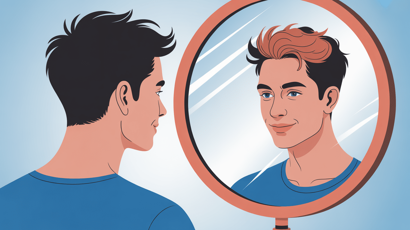 calvitie 20 ans photo jeune homme devant miroir