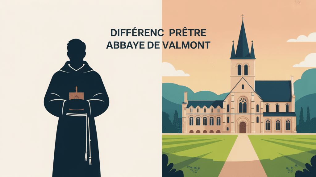 difference pretre abbaye de valmont prêtre silhouette abbaye normande