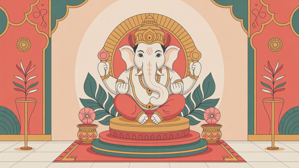 ganapati statue illustration intérieure moderne et spirituelle