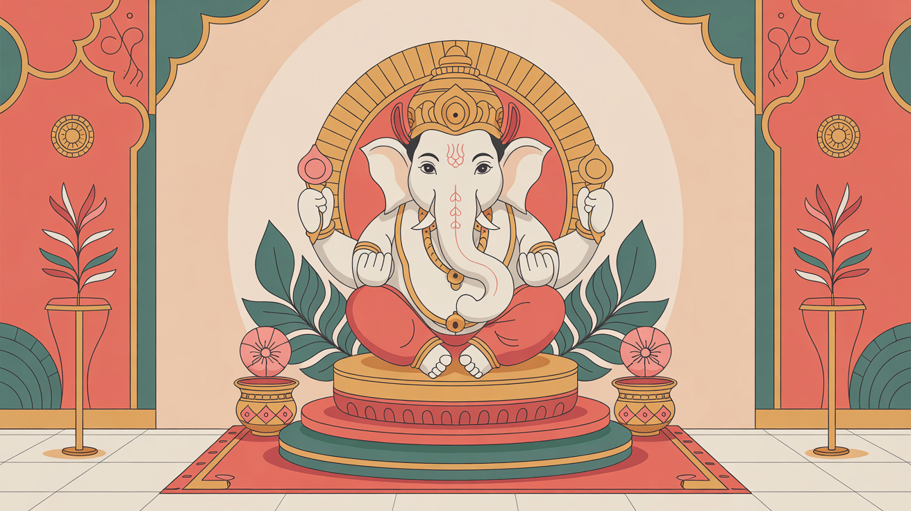 ganapati statue illustration intérieure moderne et spirituelle