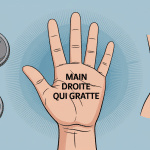 illustration gratter la main droite superstition médecine