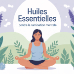 huile essentielle contre rumination mentale, illustration ambiance méditative zen