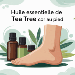 huile essentielle tea tree pour cors au pied illustration vectorielle