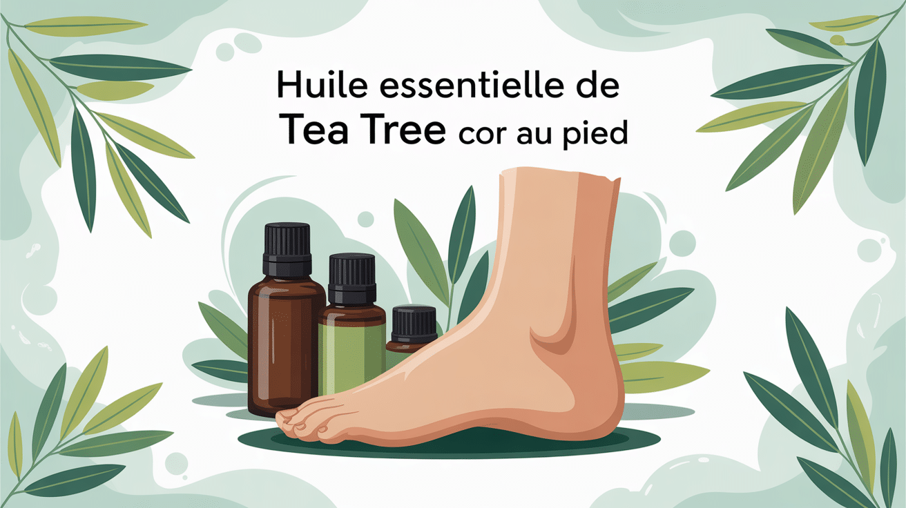 huile essentielle tea tree pour cors au pied illustration vectorielle