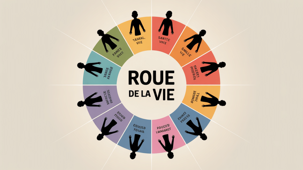 illustration la roue de la vie secteurs colorés