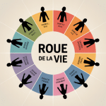 illustration la roue de la vie secteurs colorés