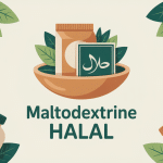 Illustration question maltodextrine halal balance poudre et symbole