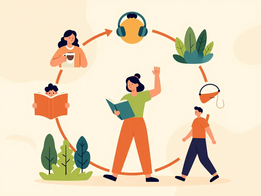 Profite de la vie micro-habitudes joie quotidienne illustration