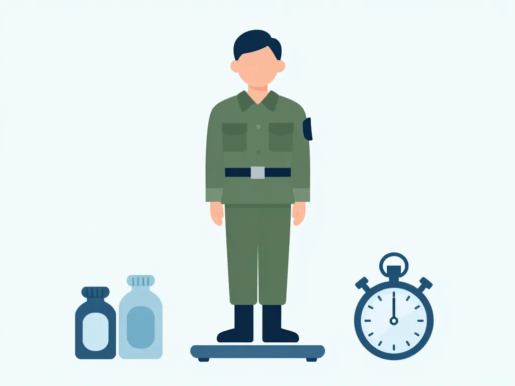 régime militaire perdre 8 kilos en 1 semaine personne en position militaire sur balance