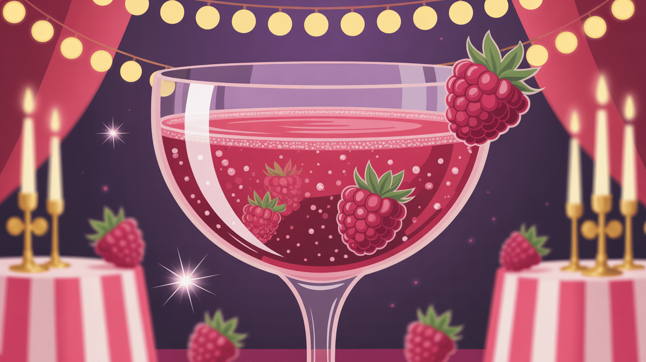 soupe de champagne aux framboises dans une coupe élégante