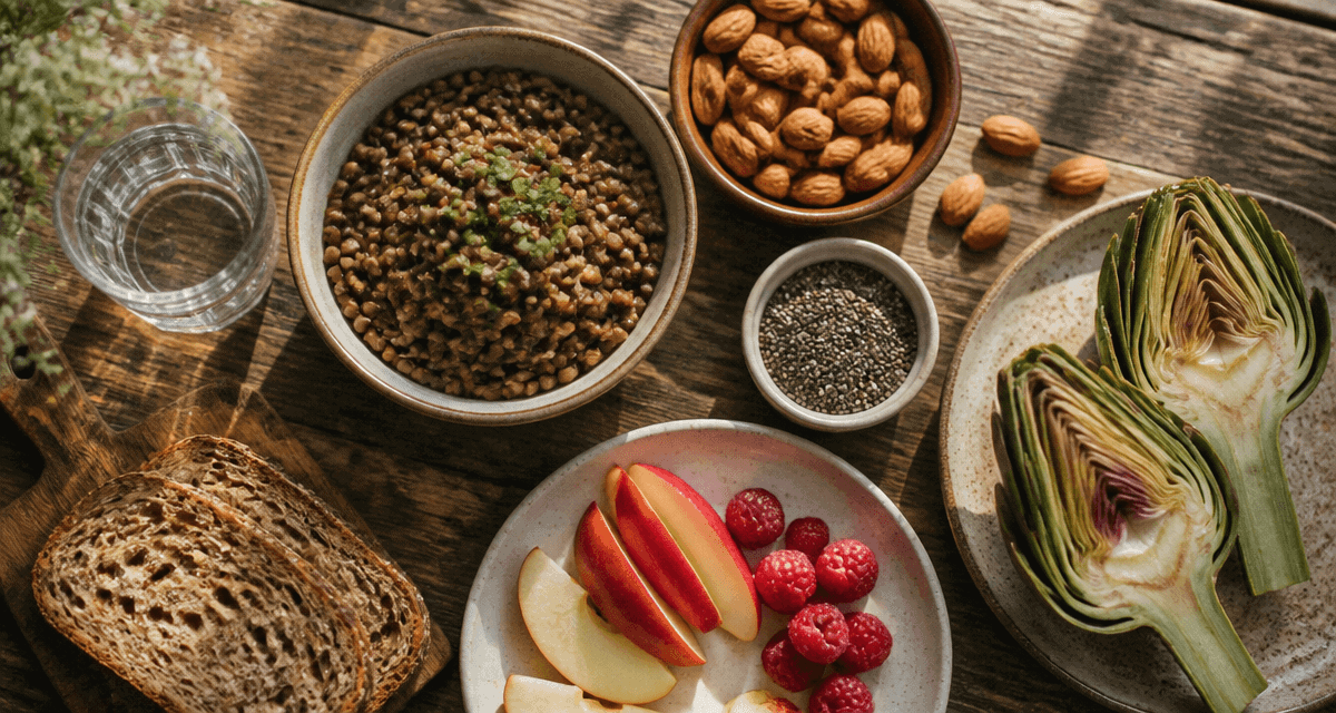 Aliment avec des fibres variés sur table