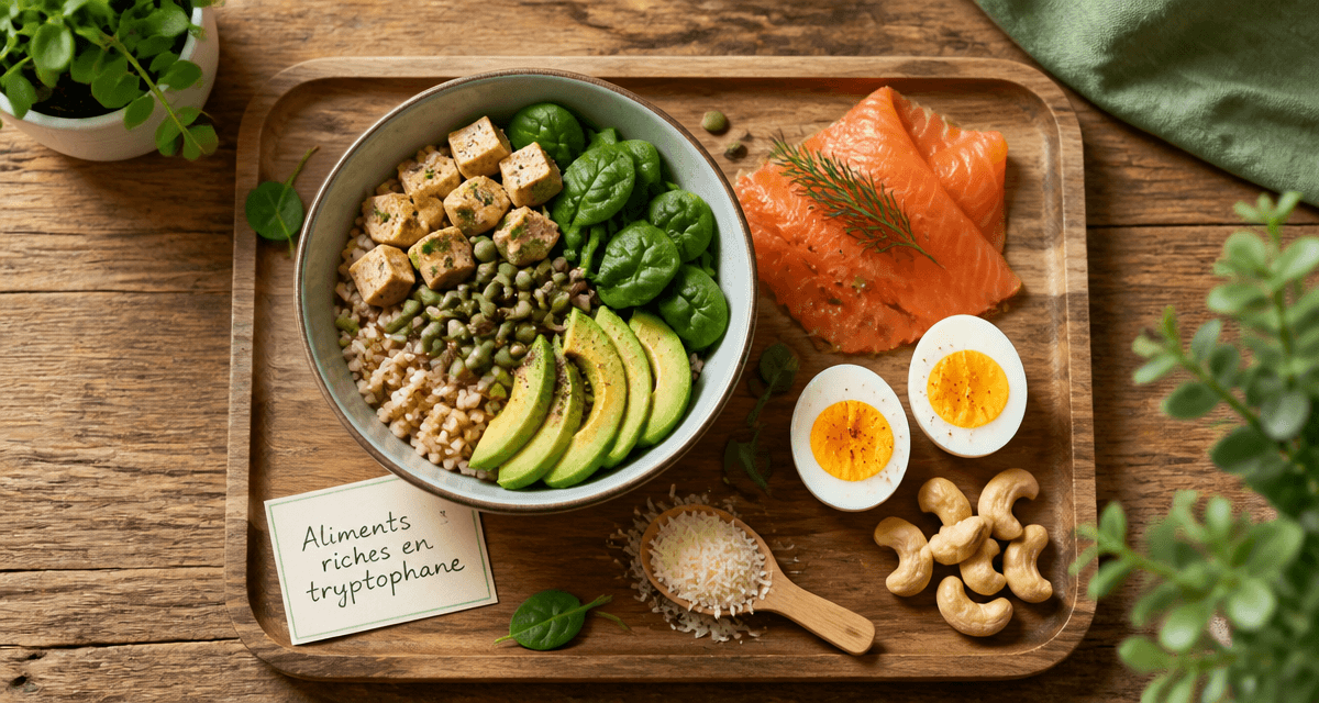 aliments riches en tryptophane sur table