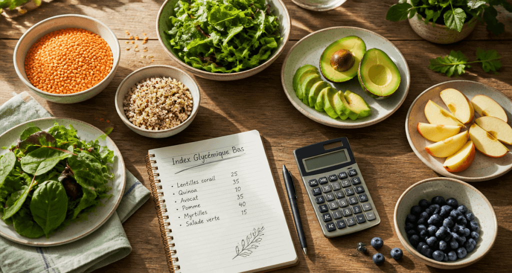aliments a index glycemique bas assiettes fruits legumes