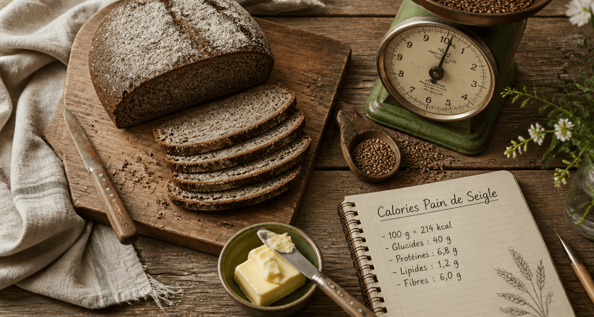 calorie du pain de seigle sur table rustique