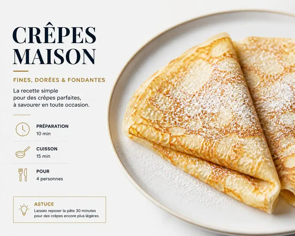Crêpes adaptées pour un régime sans résidus, prêtes à être dégustées.
