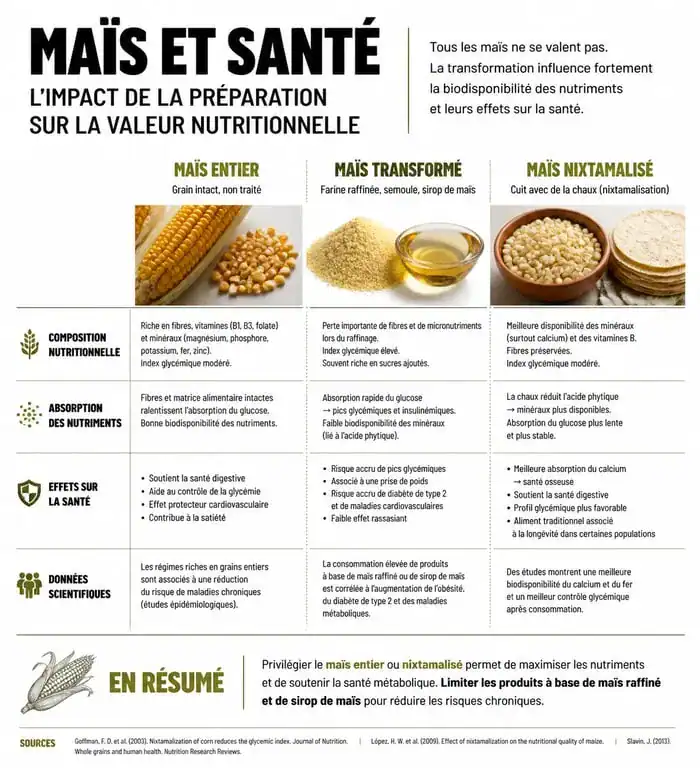 Infographie sur les bienfaits et risques du maïs pour la santé