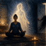 entité spirituelle méditation silhouette lumineuse ombre parasite