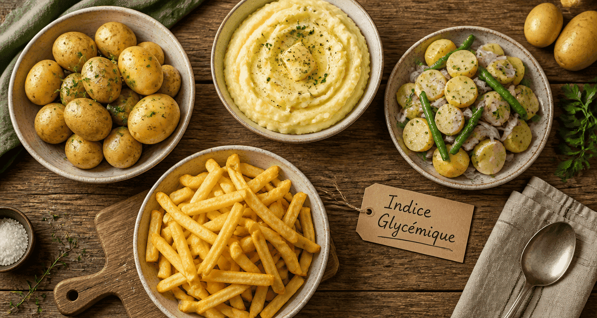 Plats variés montrant indice glycemique de pomme de terre