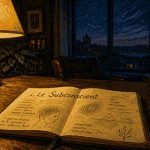 Le subconscient carnet ouvert bureau peinture gouache