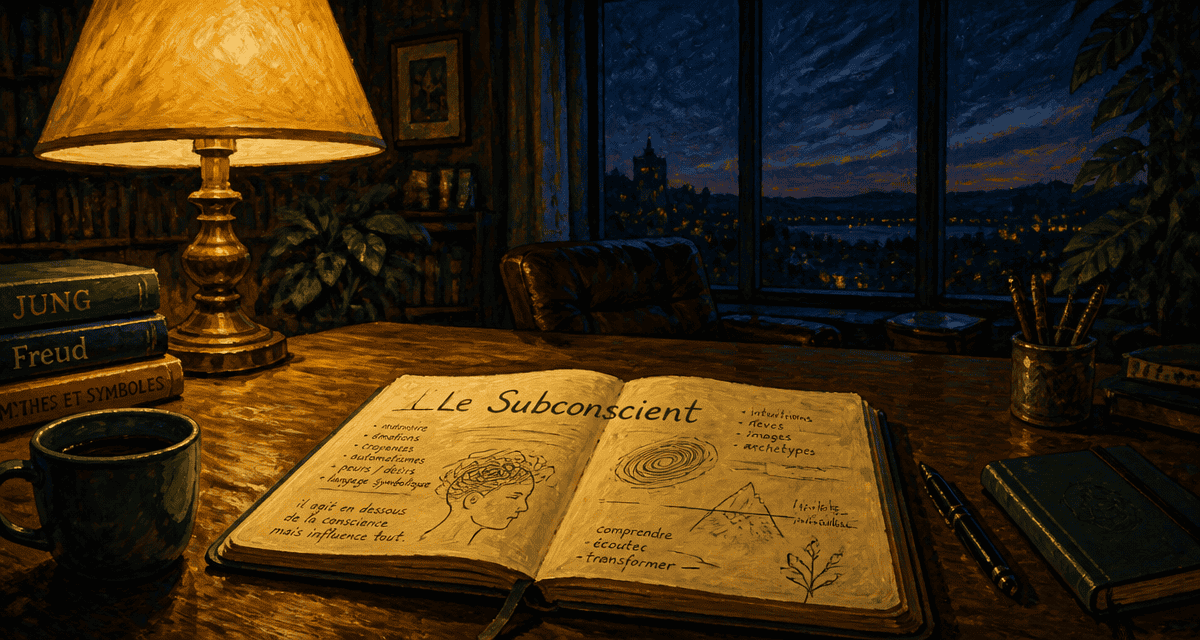 Le subconscient carnet ouvert bureau peinture gouache