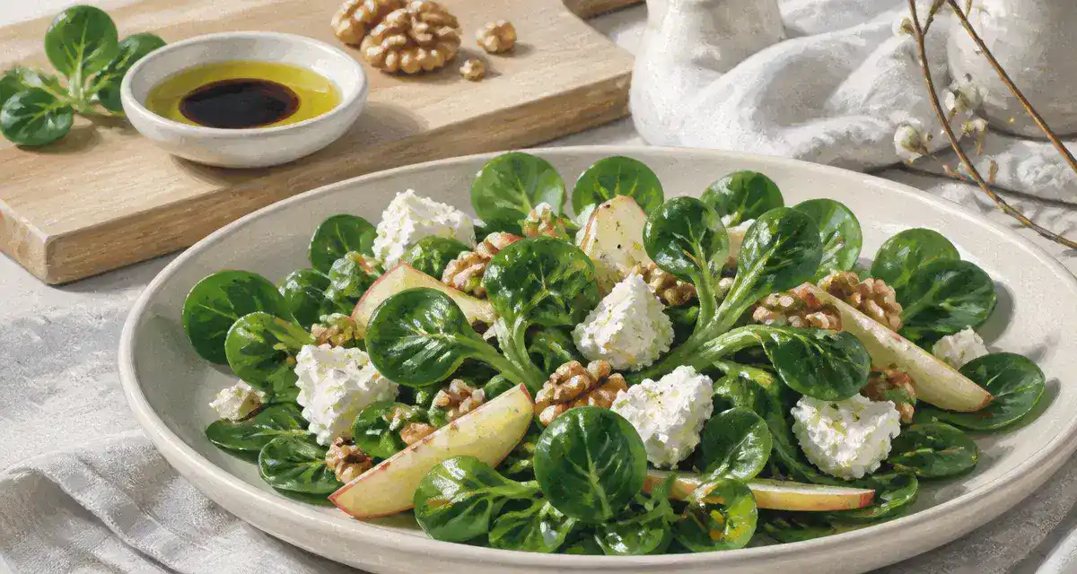 Bienfait de la mâche : vitamines clés pour l’hiver, assiette de mâche gourmande