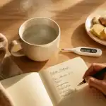 boire de l eau chaud le matin tasse et thermometre