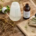 les acides capriques et capryliques sur une table de jardin