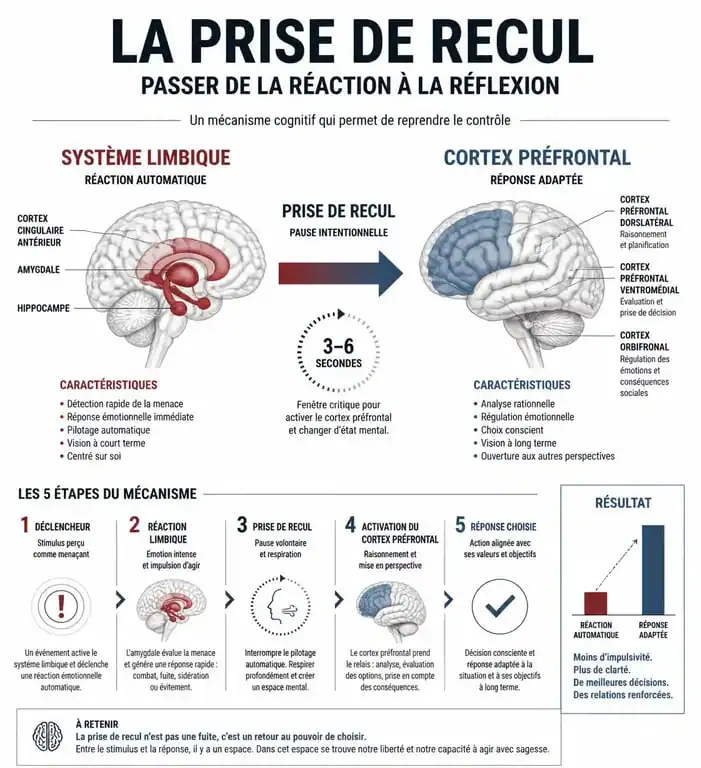 Schéma explicatif du mécanisme psychologique de la prise de recul et de la gestion du stress