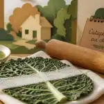Feuille de chou remede de grand-mere, cataplasme sur compresse pour douleurs et inflammation