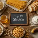 Les 10 aliments les plus riches en glucides sur une table