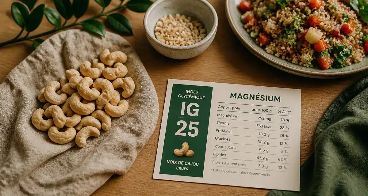 Noix de cajou et diabete : IG bas pour stabiliser la glycémie