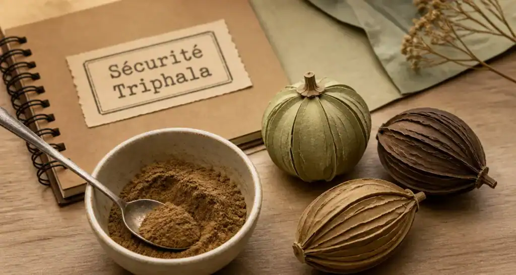 Triphala danger : poudre brune et baies séchées, signes d’alerte santé