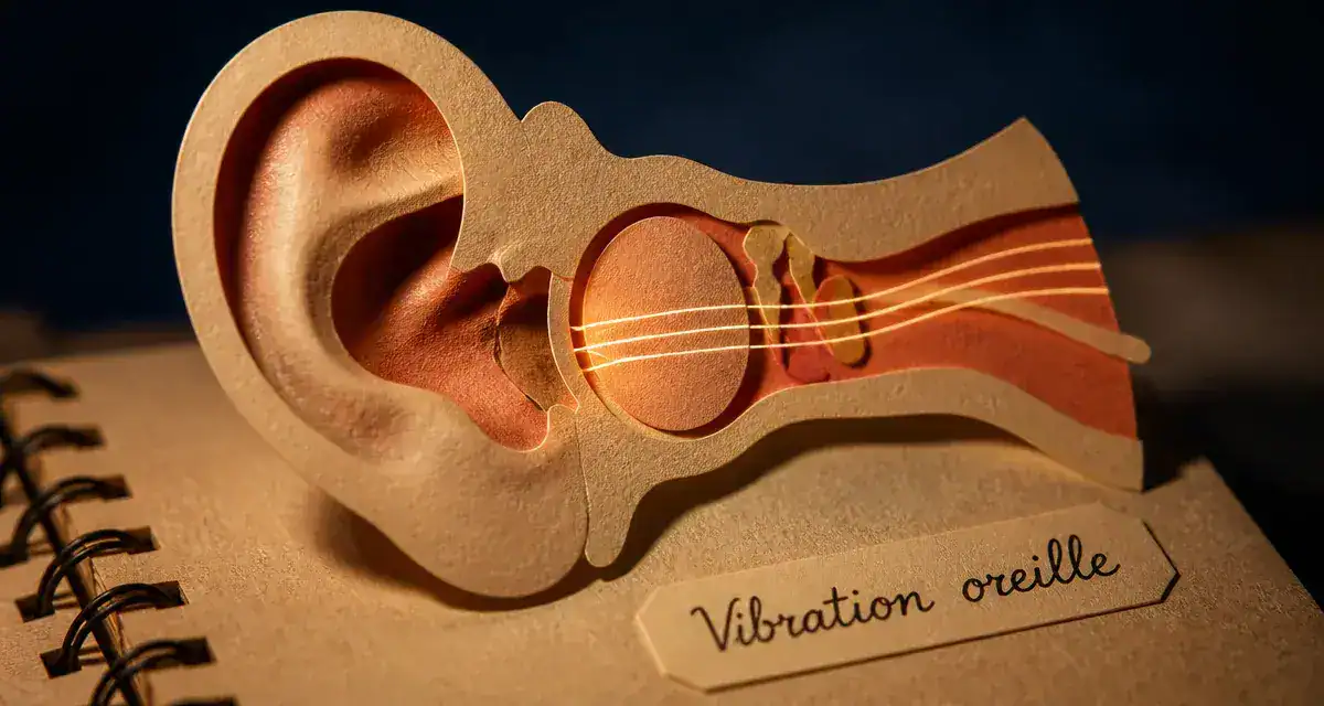 Tympan qui vibre tout seul : vibrations de l’oreille