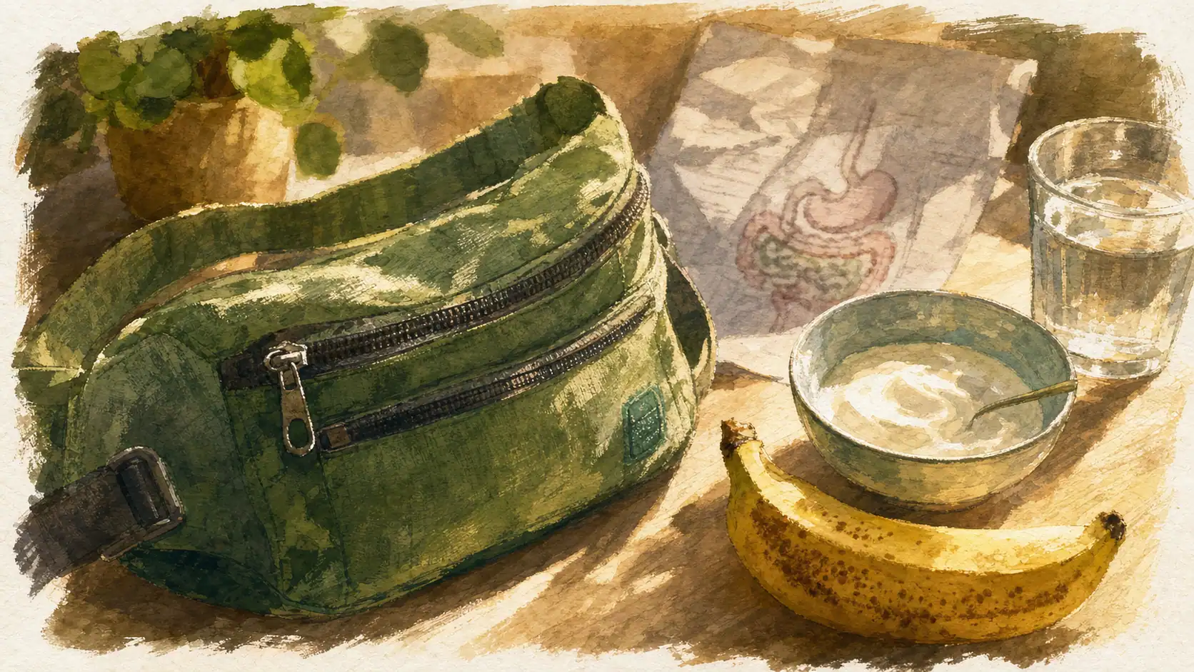 Banane ventre : sac banane et yaourt pour la digestion