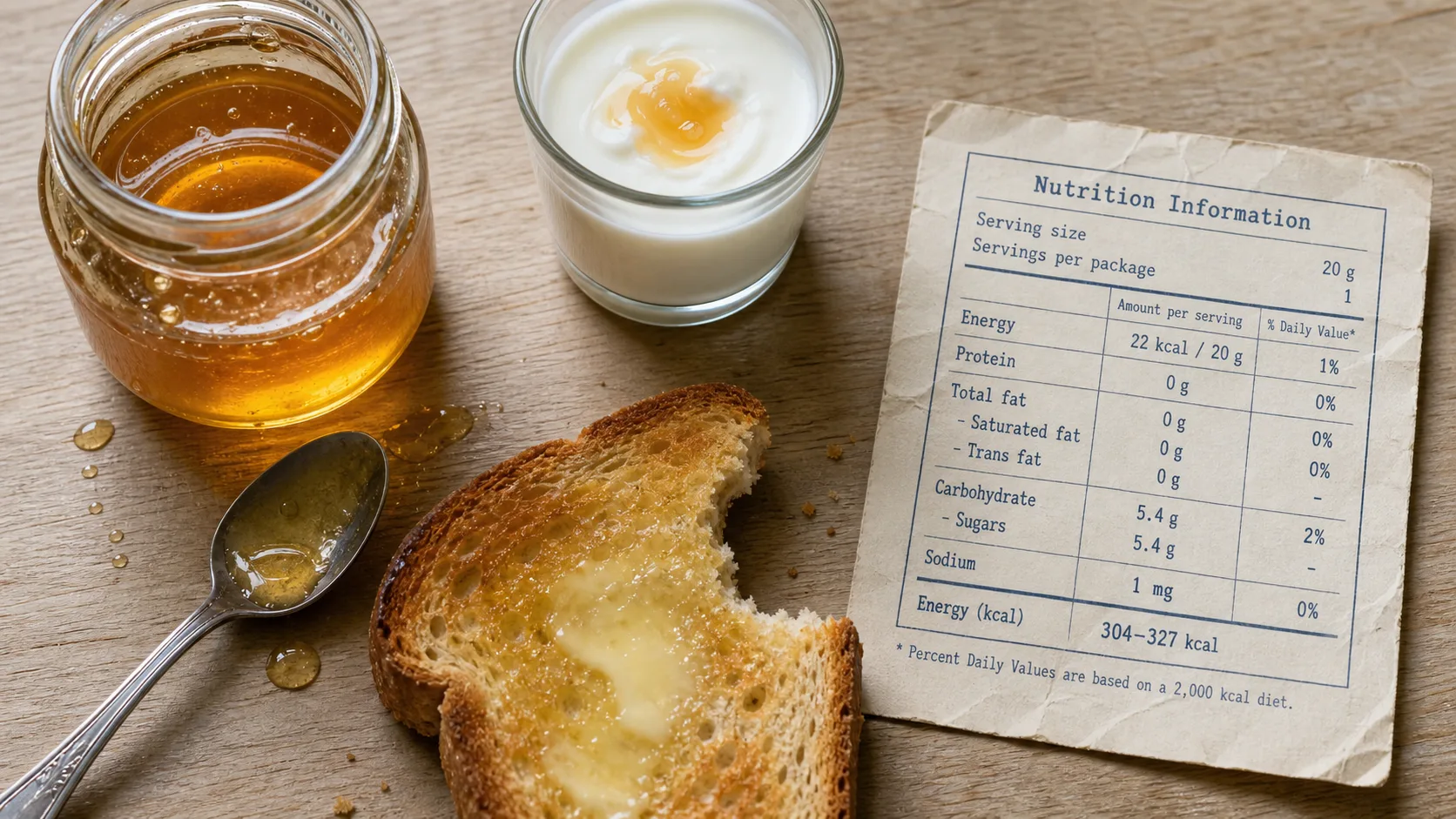 Calories dans le miel : 304–327 kcal pour 100 g