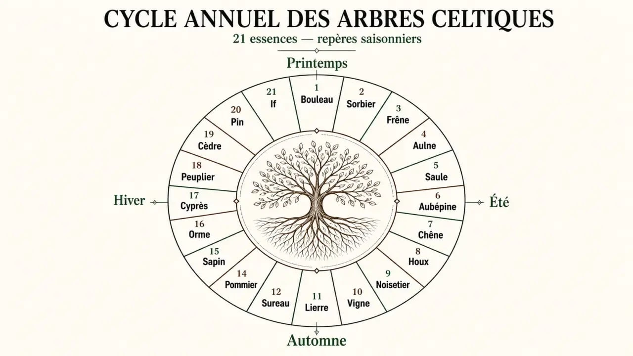 Arbre celtique signification : roue des arbres totems et leurs périodes de naissance