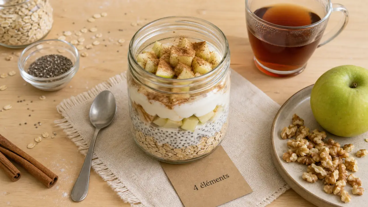 Idées de petit-déjeuner équilibré : 4 éléments, overnight oats, anti coup de barre 11 h