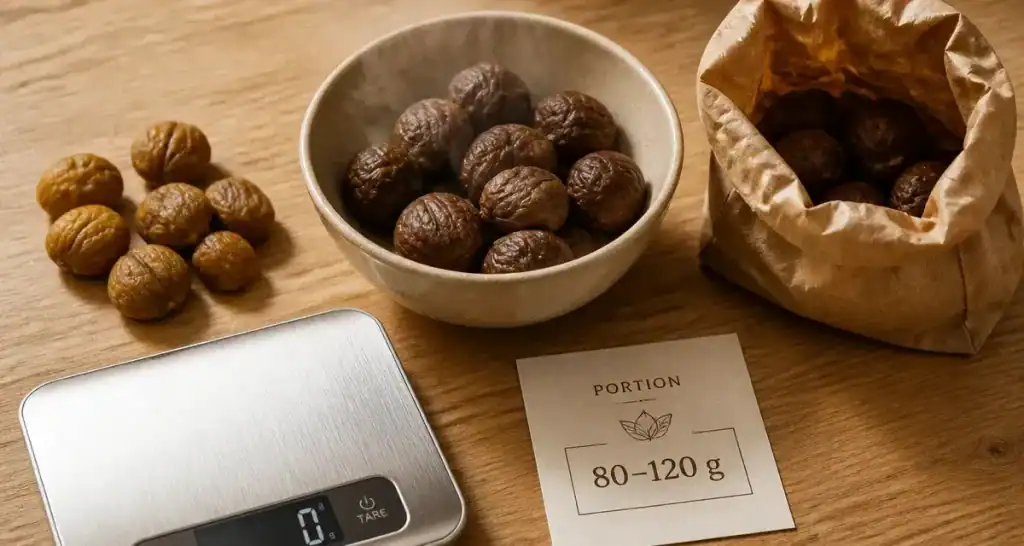 Les marrons font ils grossir : portion de marrons bouillis (80–120 g)