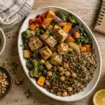 Liste des proteines vegetales : lentilles, pois chiches, tofu et quinoa