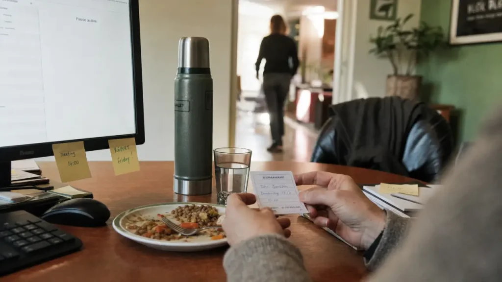 Lutter contre la fatigue de l’après-midi : eau et repas au bureau