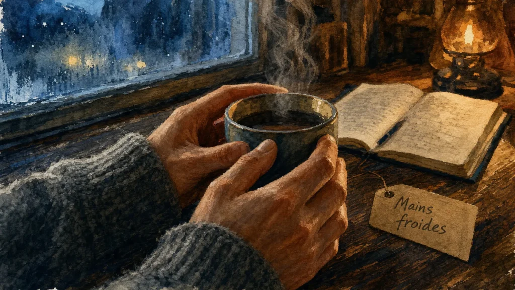 Mains froides signification spirituelle, mains près d’une tasse fumante
