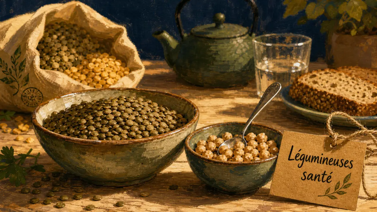 Pourquoi manger des légumineuses : bol de lentilles et pois chiches