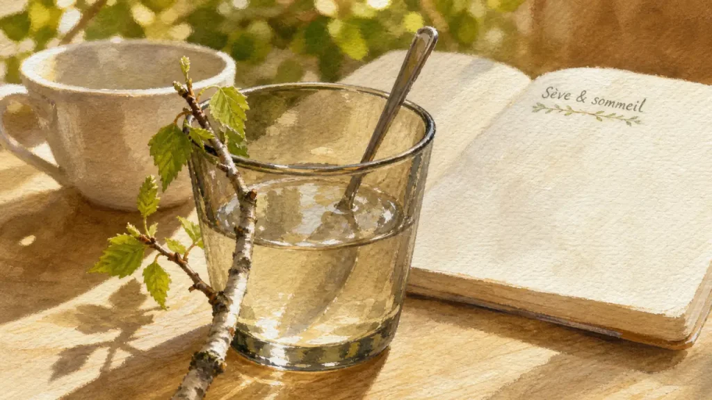 Sève de bouleau et sommeil : verre de sève pâle pour une cure apaisante