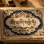 Tatouage om mani padme hum signification, calligraphie tibétaine sur papier lotus
