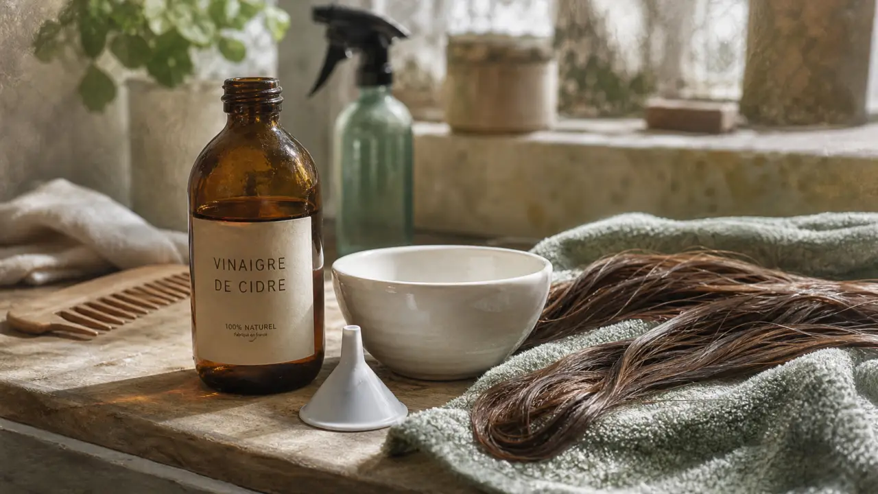 Vinaigre de cidre et cheveux : brillance sans irriter le cuir chevelu
