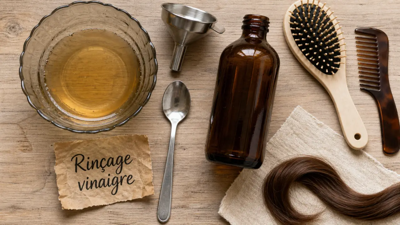 Vinaigre de cidre et cheveux : rinçage brillance sans irriter le cuir chevelu
