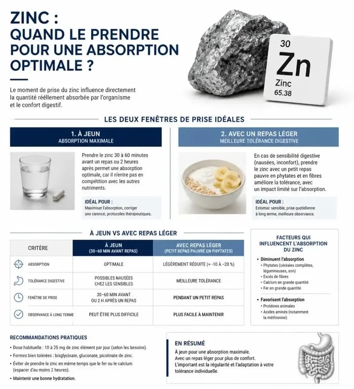 Guide visuel du timing pour la prise de zinc
