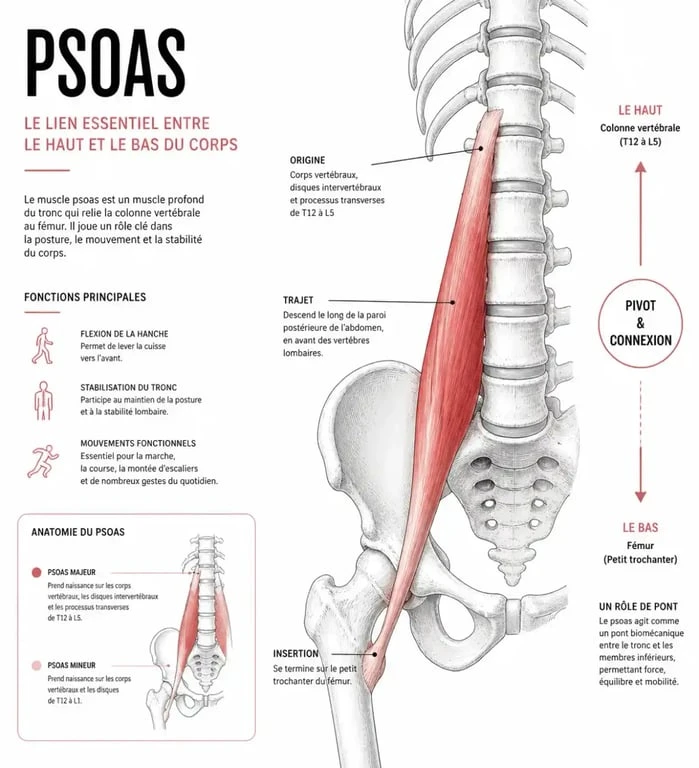 Le psoas, muscle de l'âme et lien anatomique de la hanche droite